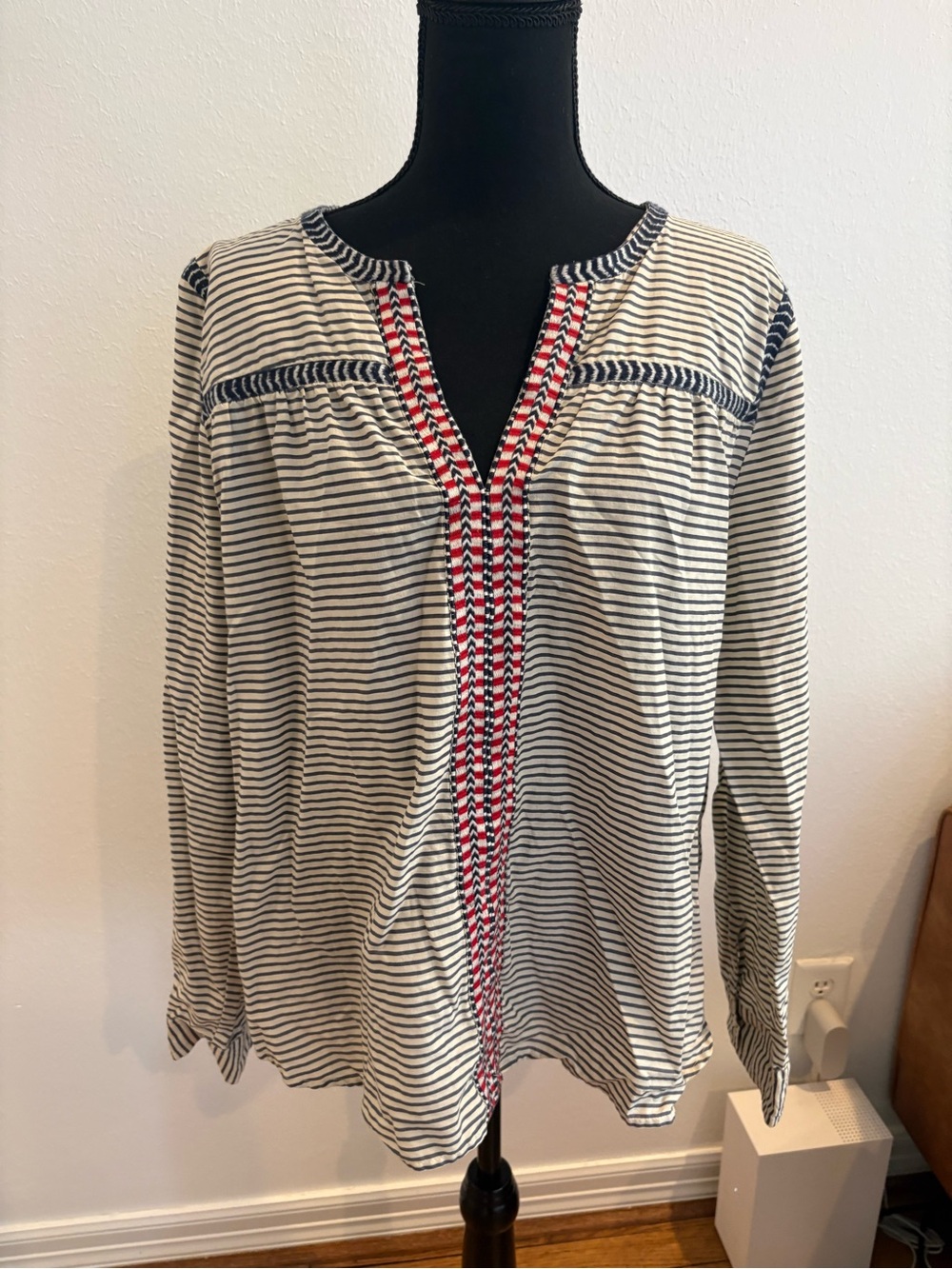 J. Crew Striped Tunic with Red Trim